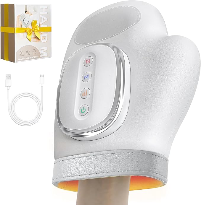 Hand Massager with Heat and Compression 3 Massage 3 Temperatures 5 Compression Models for Carpal Tunnel Relief Arthritis and Hand Muscle Relaxation Hand Massage Gift for Men&ampWomen