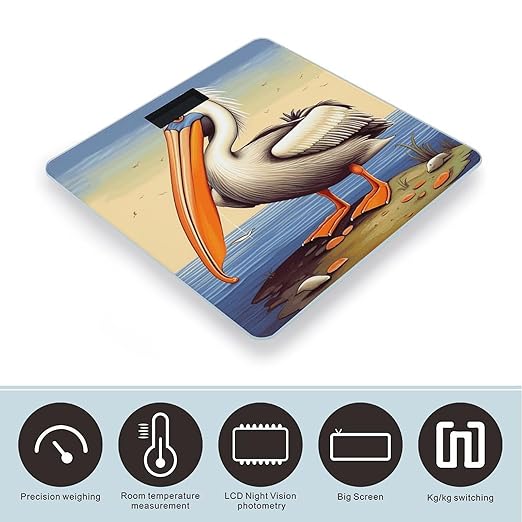 Pelican Birds Bathroom Scale Large LCD Backlight Display Digital Scale Rounded Corners Body Scales Automatic Power On/Off Bathroom Scales for Home Bedrooms