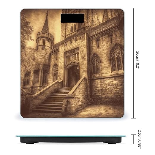 Vintage Medieval Castle Scale for Body Weight Highly Accurate Digital Bathroom Scale Sturdy Tempered Glass Weighing Scales with LCD Display Fashion Body Fat Smart Scales 400lb