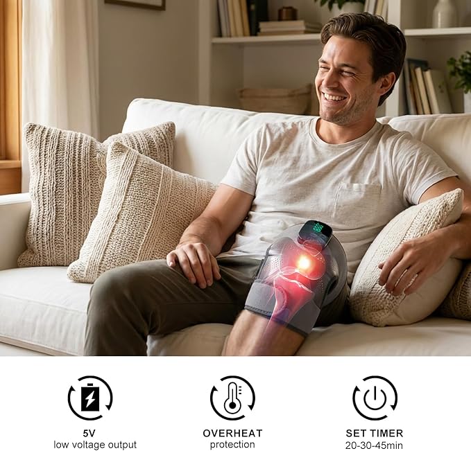GALAX PRO Knee Electric Massager with Heat Cordless Heated Knee Massage for Pain Relief with 3 Heating Levels 6 Vibration Modes LED Screen &amp Adjustable Strap