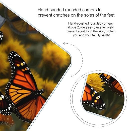 Monarch ButterflieScale for Body Weight with LCD High Precision Weighing Scales Fashion Sturdy Tempered Glass Weight Scales Easy-to-Read Digital Bathroom Scale for Daily 400lb