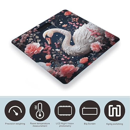 Floral Swan Smart Scale for Body Weight Accurate Bathroom Scale with LED Display Digital Weight Scales Weighing Machine High Precision Scales for Bath Home