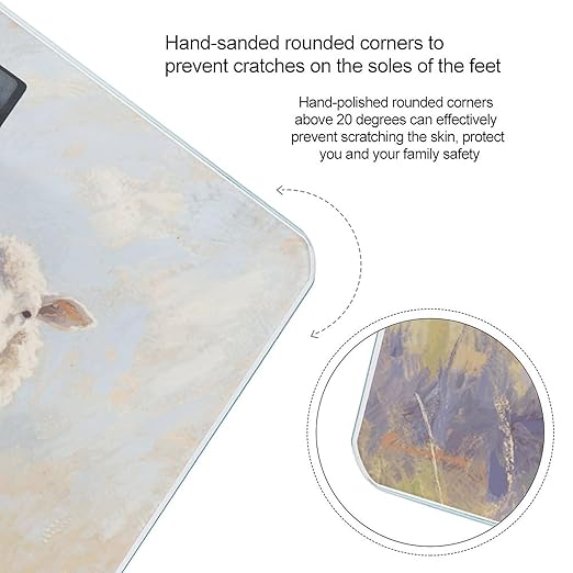 Watercolor Sheep Scale for Body Weight Sturdy Tempered Glass Weighing Scales with LCD Display Accurate Digital Bathroom Scale Convenient Body Fat Smart Scales Easy Read