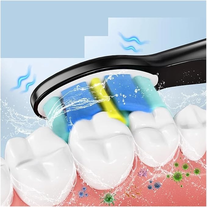 Compatible for Electric Toothbrush Y5 Waterproof Rechargeable Tooth Brush with Replaceable 8pcs Heads(Purple)