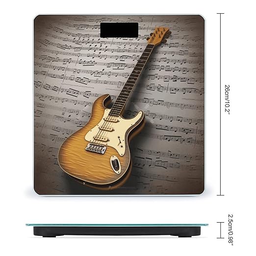 Note Guitar Bathroom Scale Large LCD Backlight Display Digital Scale Rounded Corners Body Scales Automatic Power On/Off Bathroom Scales for Home Bedrooms