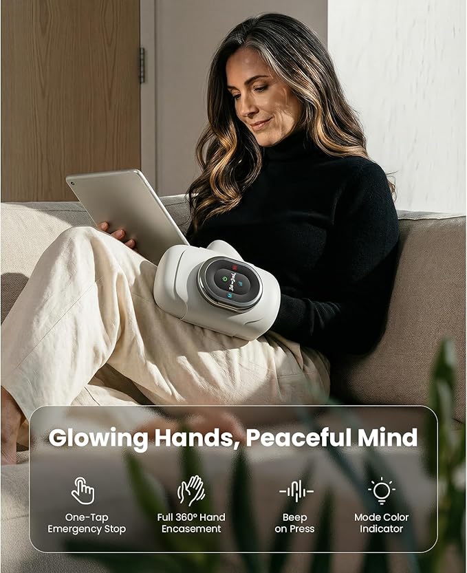 BOB AND BRAD Hand Massager with Heat and Compression Individual Fingers FSA-HSA Eligible Cordless Portable HandSpa Pro Hand Massager for Arthritis and Carpal Tunnel Pain Relief 5 Intensities