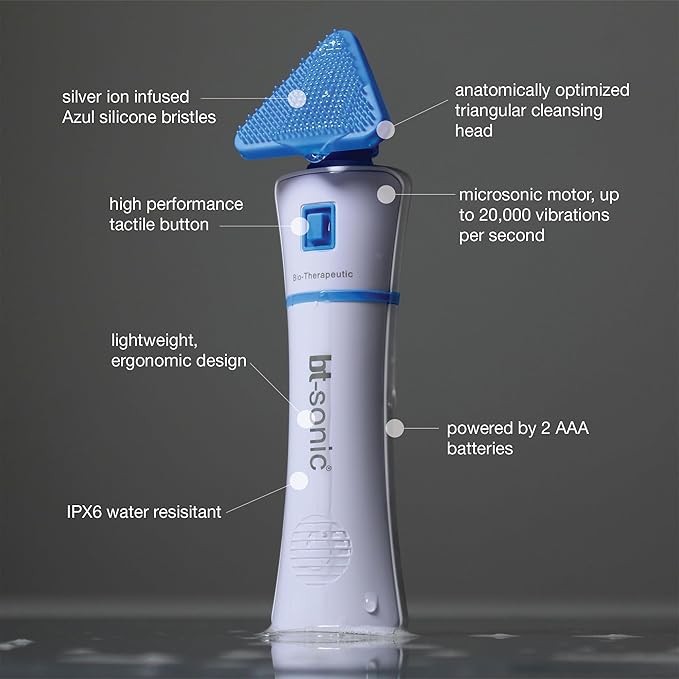 Bio-Therapeutic bt-Sonic Facial Cleansing Brush Microsonic Handheld Silicone Face Cleanser Exceptional Quality Water Resistant Face Exfoliator