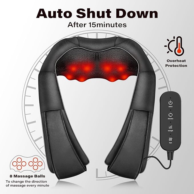 Neck Massager Back Massage with HeatShiatsu Shoulder Massager for NeckBackShoulderFoot and Leg Muscle RelaxElectric Deep Tissue 3D Kneading Massagerfor Women Men Mom Dad