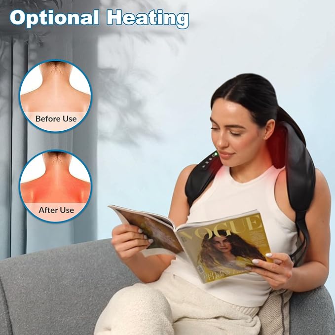 ZENLOOP Ultra-Comfort Neck &amp Shoulder Massager - Advanced 4D Kneading Therapy with Soothing Heat - USB-C Rechargeable - Adjustable Design Quiet Use Extended Battery &amp Durable - for Home/Offi