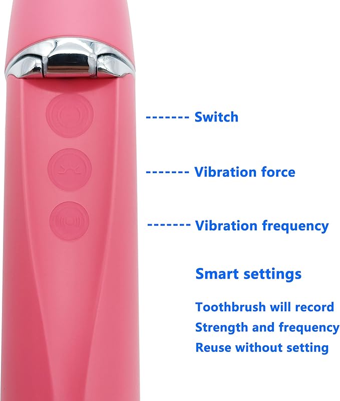Folding Electric Toothbrush Pink Sonic Electric Self Cleaning Travel Rechargeable Portable.4 Brush Heads.