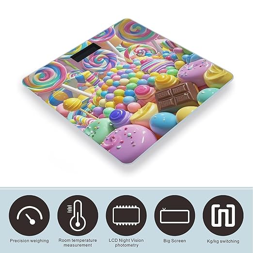 Digital Bathroom Scale for Body Weight Scale with Bright LCD Display High Accuracy Step-On Technology Auto On/Off Candy Digital Scales 400 Lbs /180kg