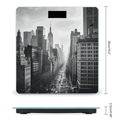 Black and White New York Scale for Body Weight Precision Bathroom Weighing Scales with Back Lit LCD Display Sturdy Tempered Glass Body Weight Scales Digital Bathroom Scale 400lb