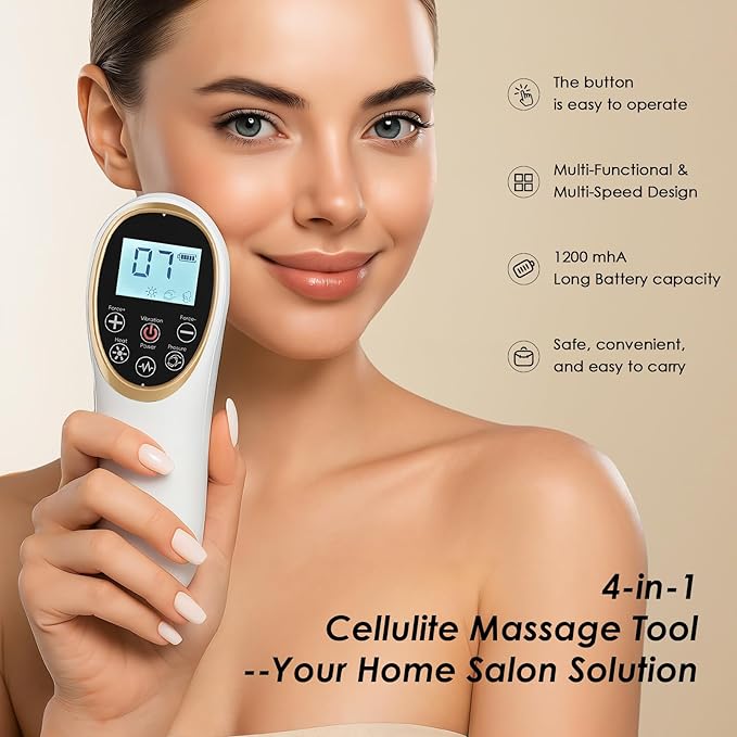 AAQ 4-in-1 Body Sculpting Machine - Professional Cellulite Massage Tool with Lymphatic Drainage &amp Skin Tightening Body Sculptor for Back Abdomen Waist Arms Legs and Buttocks-White
