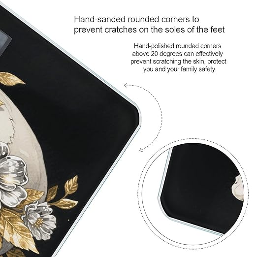 Flower Skull Weight Scale Large Bathroom Scales Digital Weight with Bright LED Display Non Slip Automatic Weighing Scale Fashion Weighing Machine for Body