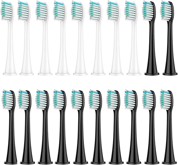 Replacement Brush Heads Compatible for HX3/HX6/HX9 Series Toothbrush HX6064(8 White 12 Black)