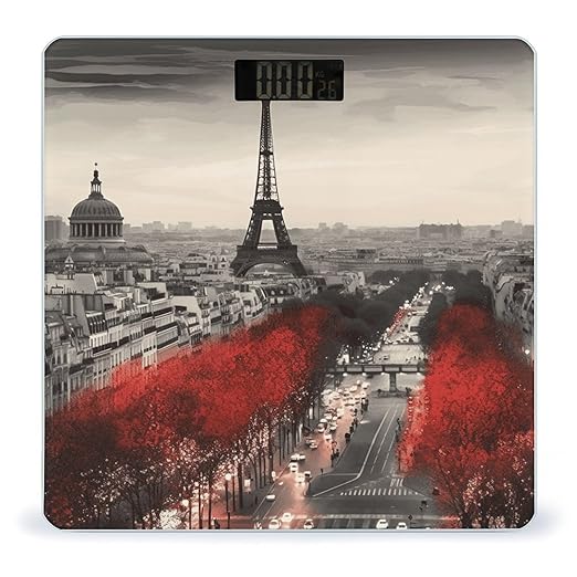 Paris Digital Bathroom Scale for Body Weight Weighing Scale with Backlit LCD Display High Precision Measurements &amp Measures Weight Up to 180kg