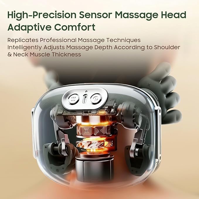 Hand Neck Massager with Fingers Shoulder and Neck Massager with Hands Bionic Heated Massager Deep Tissue Massage Shoulder &amp Cervical Relief Relax Muscle Tension Hands-Free Portable