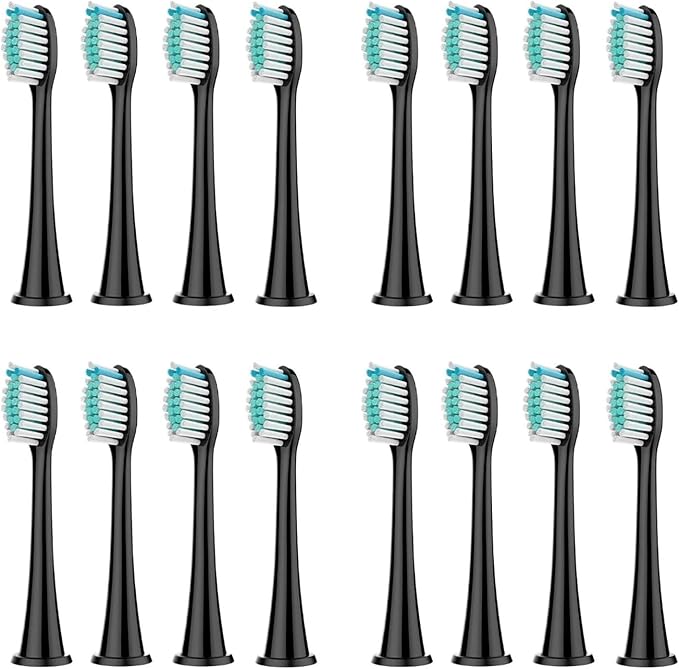 16PCS Replacement Toothbrush Brush HeadsCompatible for Phili Sonic Care and Click-on Handles(16pcs Black)