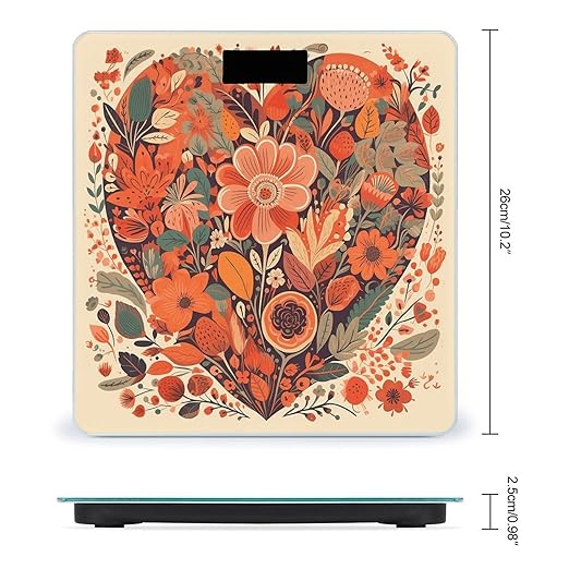 Folk Style Flowers Scale for Body Weight Smart Scales Digital Bathroom Scale High Precision Weighing Scales with Large Display Weighing Machine for People