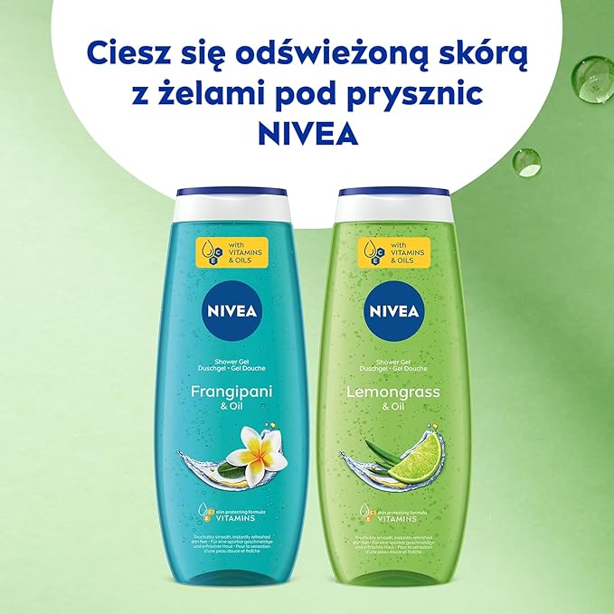 NIVEA Lemongrass &amp Oil Shower Gel for Daily Body Cleansing Enriched with Nourishing Oil Pearls Refreshing Lemongrass Aroma and Gentle Foaming Formula 500 ml / 16.9 Fl Oz