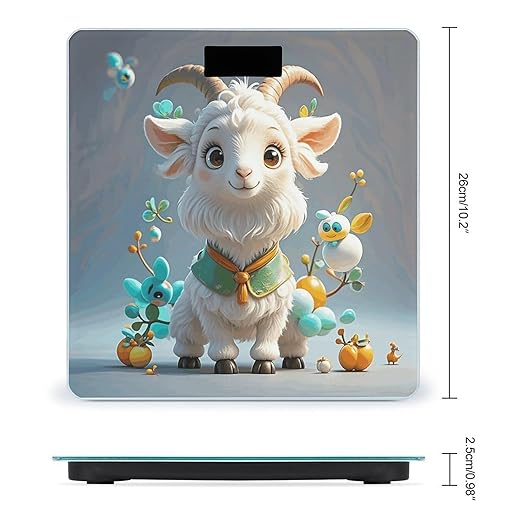 Cute Goat Weight Scale Cute Bathroom Scale for Body Highly Accurate Digital Weighing Machine for People Compact LCD Display Scales with Sturdy Toughened Glass Scales