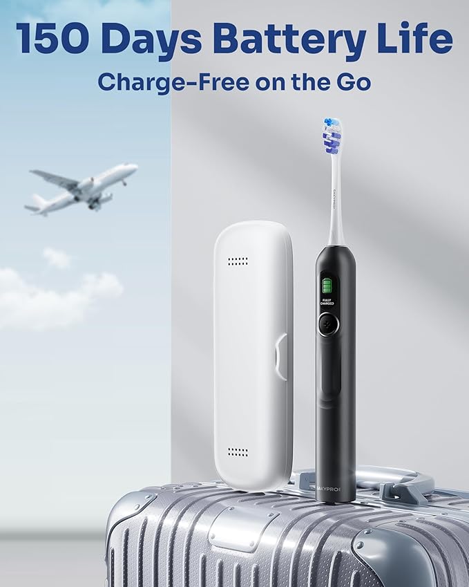 AI Electric Toothbrush w/ 6 Brush Heads Smart Sonic Toothbrush for Adults Kids Teens 150-Day Rechargeable Battery Whitening Real-Time Brushing Map Travel Case (G5S)