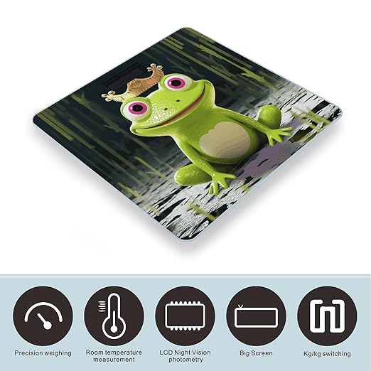 Crown Frog Bathroom Scale Large LCD Backlight Display Digital Scale Rounded Corners Body Scales Automatic Power On/Off Bathroom Scales for Home Bedrooms