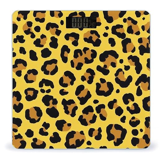 Automatic Switch Digital Bathroom Weighing Scale Smart Scale for Body Weight Cheetah Yellow Leopard Print
