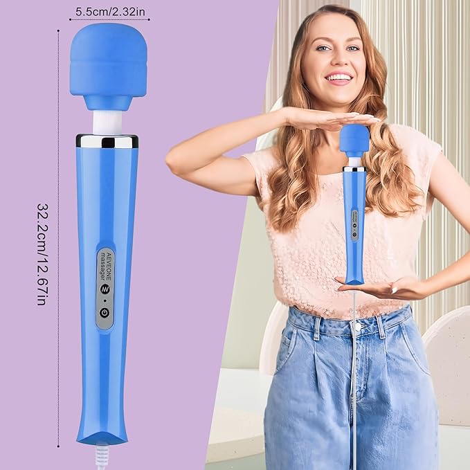 Wired Powerful Handheld Wand Massager Strong Personal Vibration Massage for Sports Recovery Back Muscle Aches Whole Body Pain (Blue)