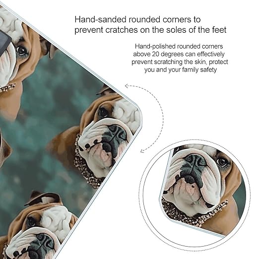 Funny English Bulldog Scale for Body Weight Precision Bathroom Weighing Scales with Back Lit LCD Display Sturdy Tempered Glass Body Weight Scales Digital Bathroom Scale 400lb
