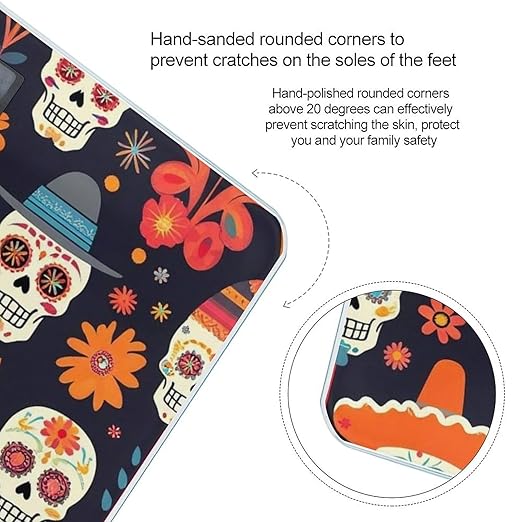 Automatic Switch Digital Bathroom Weighing Scale Smart Scale for Body Weight Day of The Dead Sugar Skulls and Flowers