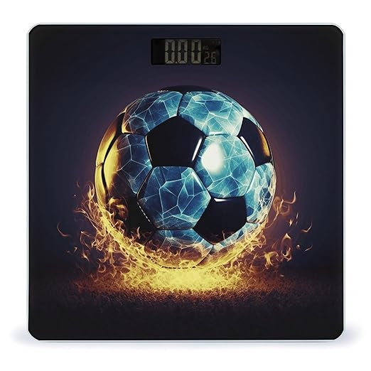 Cool Soccer Ball Bathroom Scale Large LCD Backlight Display Digital Scale Rounded Corners Body Scales Automatic Power On/Off Bathroom Scales for Home Bedrooms