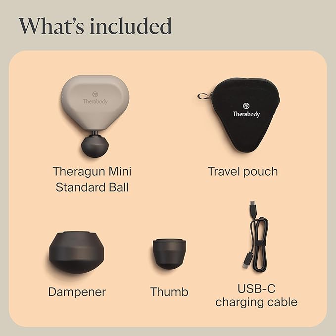 TheraGun Mini (3rd Generation) by Therabody – Ultra-Portable Massage Gun and Travel Essential for Fast Effective Pain and Tension Relief Anywhere (Oat)