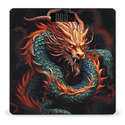 Chinese Dragon Scale for Body Weight Safe Rounded Corners Tempered Glass Digital Bathroom Scale LED Display 400lb Capacity Weight Scales with High Precision Sensors