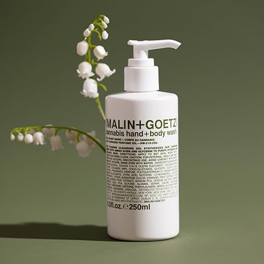 MALIN+GOETZ Hand + Body Wash | Gentle Foaming Cleanser with Botanical Extracts and Amino Acids | Hydrating pH-Balanced Unisex Scent | Vegan &amp Cruelty-Free (Eucalyptus Bergamot Rum Cannabis)