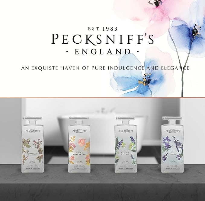 Pecksniff's Peony &amp Sweet William Bath Soak Decanter | 500ml/16.9 Fl Oz