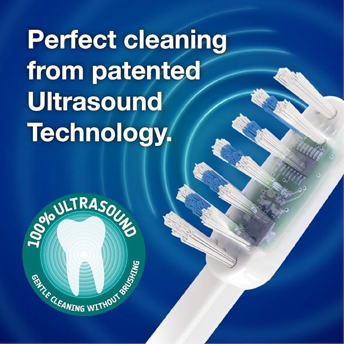 Emmi-dent Electric Ultrasonic Toothbrush Set with Gentle 100% Ultrasound Cleaning Technology. Ideal for Sensitive Teeth &amp Gums Plaque Removal and More! Includes Nano-Bubble Toothpaste. Rechargeab