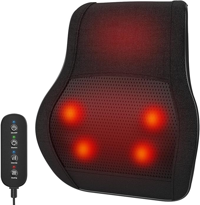 Back Massager with Heat for Pain Deep Tissue 3D Kneading Massage Pillow for Shoulder Back Neck Leg Body Relaxation at Home Office Gifts for Mom Dad Women Men