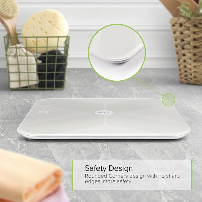 Etekcity Smart Bluetooth Body Fat Scale Digital Wireless BMI Weight Bathroom Scale with 13 Essential Measurements and ITO Conductive Glass Body Composition Analyzer with App White