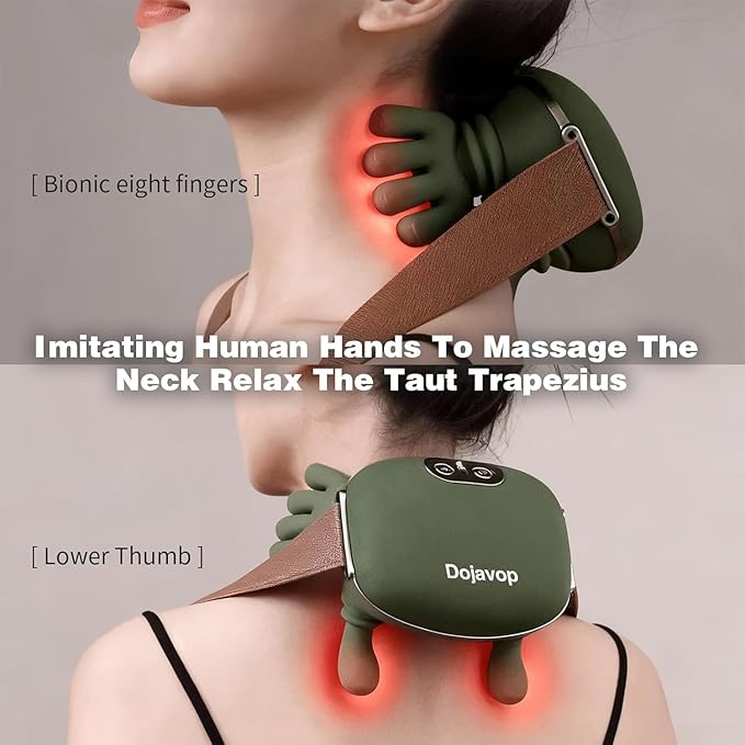Siasoo Heated Neck Massager-Wireless Portable Shiatsu Neck and Shoulder Deep Tissue 4D Kneading Massage Pillow Simulated Human Hand Design for Muscle Relax Massager New Years Eve Valentine's Day Gift