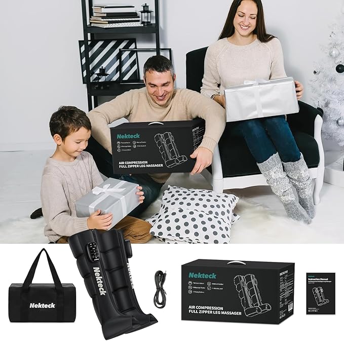 Nekteck Cordless Air Compression Leg Massager with 6 Modes &amp 4 Intensities Foot and Leg Massager for Circulation Improvement &amp Muscle Recovery Gifts for Mom Dad Athletes (Dual Unit)-Small