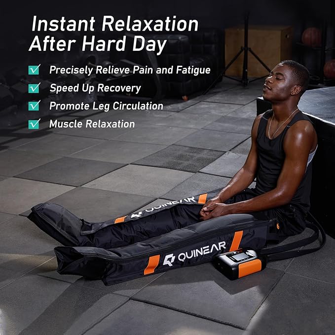 QUINEAR Professional Leg Recovery System Cordless Air Compression Boots with Sequential Compression Leg and Foot Massager Fast Recovery Therapy for Athletes FSA-HSA Eligible (Small)