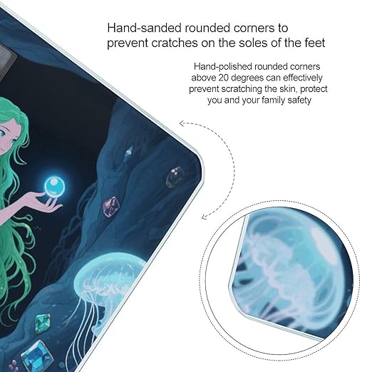 Mermaid in The Mysterious Cave Weight Scale Large Digital Bathroom Scales with Bright LED Display Non Slip Digital Scale and Step On Fashion Weighing Machine for Body