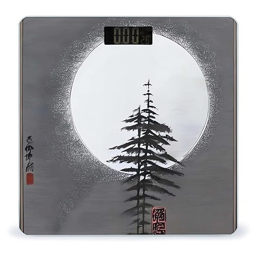 Moon Pine Tree Weight ScaleClear LED Display Bathroom Digital Weighing ScaleTempered Glass Digital Bathroom Scale for Body Weight Capacity Up to 400 Lbs