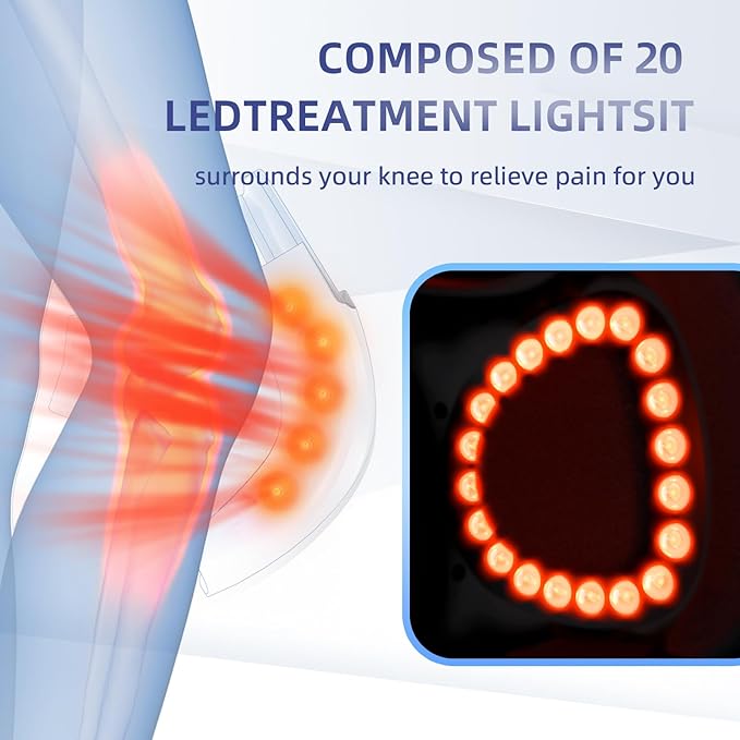 Knee Massager 4 in 1 with Heat Vibration Red Light and 3D Massage Cordless Portable Rechargeable
