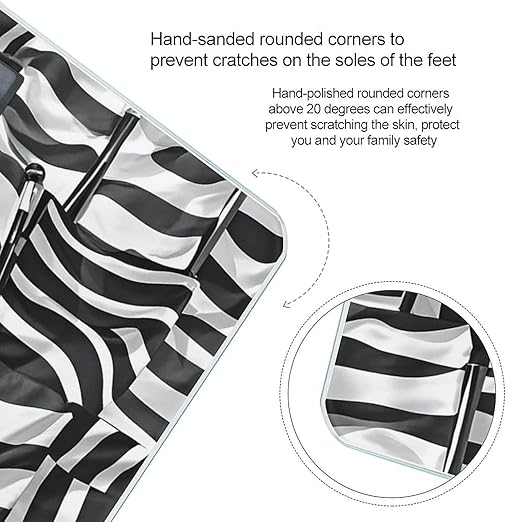 Black White Flags Pattern Bathroom Scale for Body Weight LCD Display Digital Bathroom Scale Tempered Glass Bathroom Weight Scales Fashion Smart Scales for Home Bedroom 400 Lb