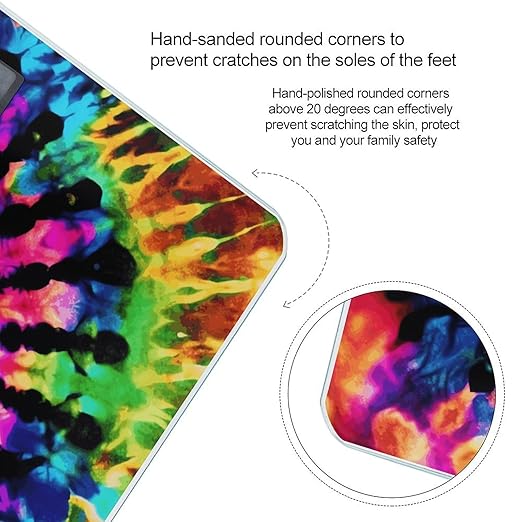 Exotic Tribe Tie Dye Style Scale for Body Weight Accurate Digital Bathroom Scale Toughened Glass High Precision Scales Smart Weight Scales with Large LCD Backlight Display Weighing Machine