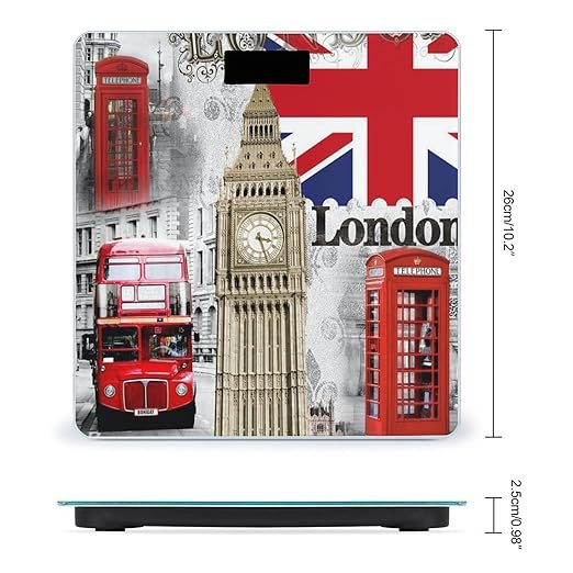 London Big Ben Scale for Body Weight Digital Bathroom Scale Precision Smart Weighing Scales with Clear LED Display Accurate High Precision Scales Weighing Machine