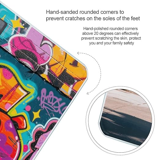 Colorful Graffiti Wall Scale for Body Weight Sturdy Tempered Glass Weighing Scales with LCD Display Accurate Digital Bathroom Scale Convenient Body Fat Smart Scales Easy Read