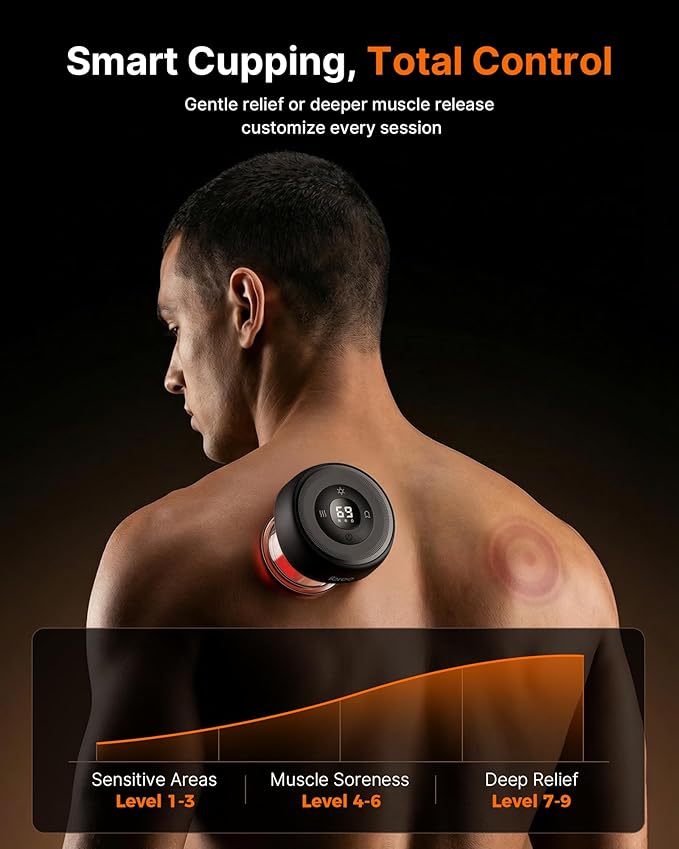 Pulse Pro Smart Cupping Therapy Massager with Heat Red Light Therapy Dynamic Suction One Button Quick Pressure Release for Targeted Pain Relief Muscle Soreness Circulation &amp Tighter Skin